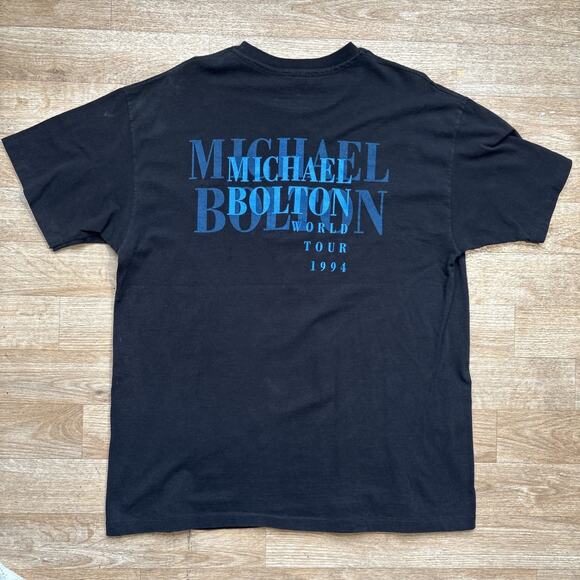 Vintage Michael Bolton World Tour T Shirt Adult XL Black 1994 Band Tee 90s - Picture 6 of 6